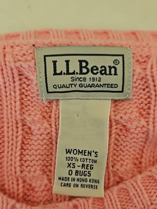 L.L. Bean Pink Cable Knit Cotton Cardigan Button Front XS - Picture 6 of 8